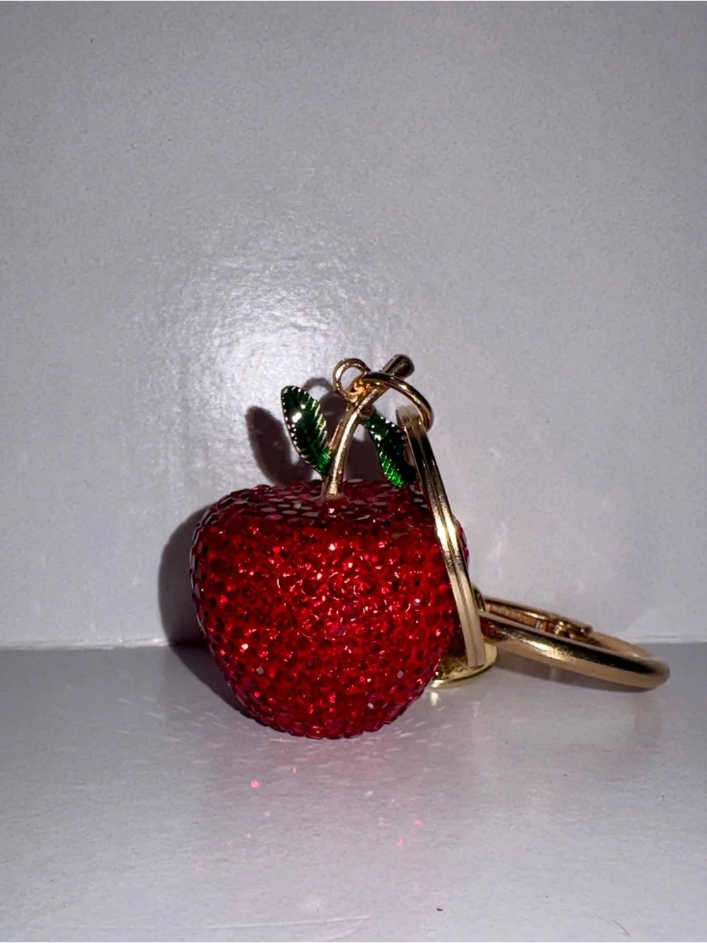 Sparkling Red Apple Keychain with Gold Hardware - Red Delicious!